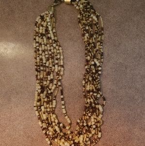 Brown and gold natural colors beaded necklace